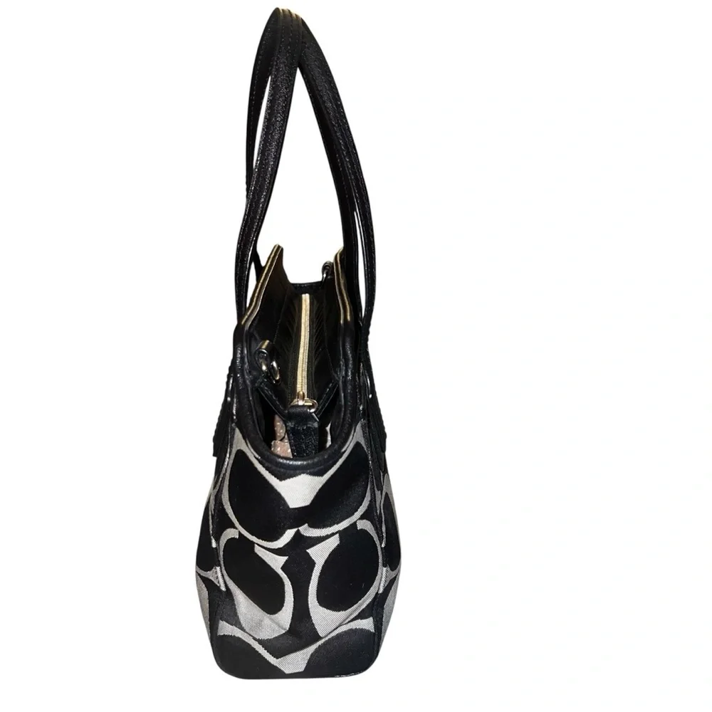 Coach Taylor Signature Bette Mini Tote Monogram Black Silver Canvas Classic
